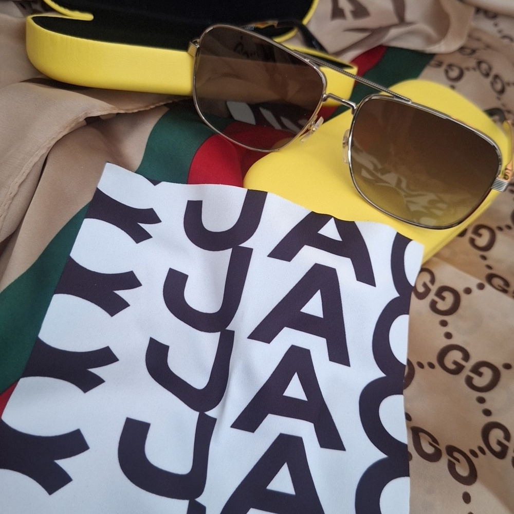 Marc Jacobs Gold Aviator Sunglasses with Yellow Case